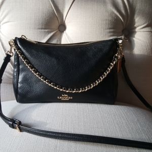 Coach Carrie crossbody black and gold